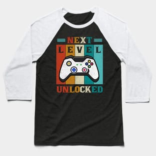 Retro Next Level Unlocked Funny Gamer Video Gaming Gift Baseball T-Shirt